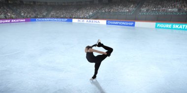 Artistik patenci kız buz stadyumunda kayıyor..