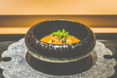 ISE Japon dikenli ıstakoz Chawanmushi yumurtalı muhallebi ve Siso