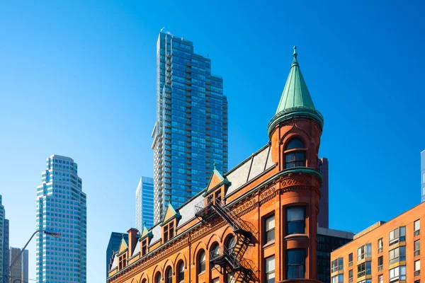 Canada Toronto Famous Gooderham Building Skyscrapers Background View City Day — Stock Photo, Image