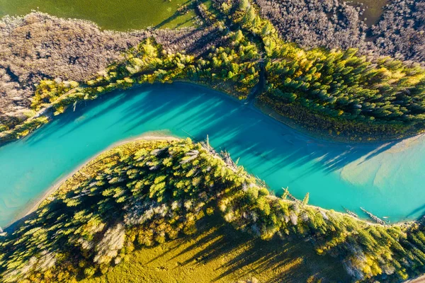 Une Vue Drone Rivière Dans Les Bois Vue Aérienne Une — Photo