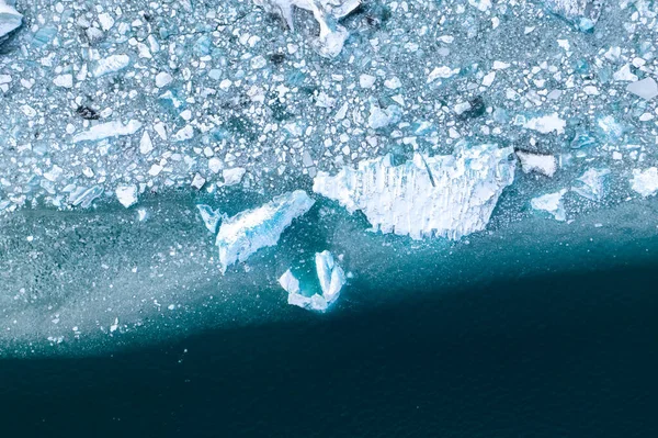 Islândia Uma Vista Aérea Iceberg Paisagem Inverno Drone Lagoa Jokulsarlon — Fotografia de Stock
