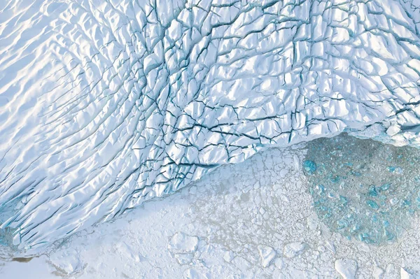 Iceland Landscape Drone Destruction Glacier Iceland Due Global Warming Aerial — Stock Photo, Image