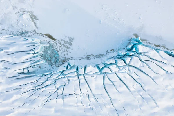 Iceland Landscape Drone Destruction Glacier Iceland Due Global Warming Aerial — Stock Photo, Image