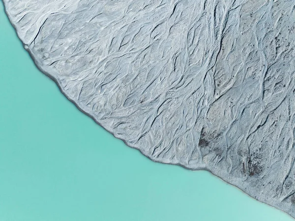 Drone View Azure Lake Glacier Valley View Moraines Landscape Air — Stock Photo, Image