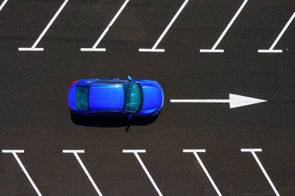 stock image Aerial view of the car and parking lot. Photo from a drone. Markings on the pavement. Transportation and infrastructure. An aerial view of transportation. The city and transportation. Photography for design.