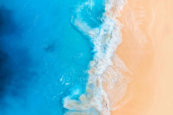 Küste Als Hintergrund Von Oben Wellen Und Strand Luftlandschaft Azurblauer — Stockfoto