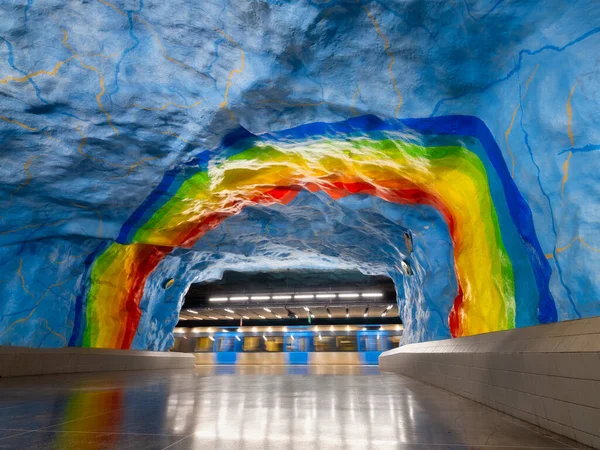 Arenan Eller Arenastationen Stockholm Populär Metrostation Den Svenska Huvudstaden Arkitektoniskt — Stockfoto