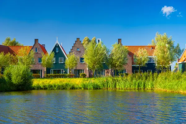 Hollanda Volendam Bir Dizi Eski Binalar Mimarlık Inşaat Arkaplan Duvar — Stok fotoğraf