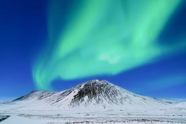 Aurora Borealis Auf Den Lofoten Norwegen Nordlichter Über Den Bergen — Stockfoto