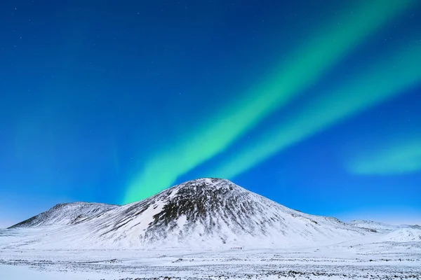 Aurora Borealis Northern Lights Mountains Winter Night Landscape Bright Lights — Stock Photo, Image