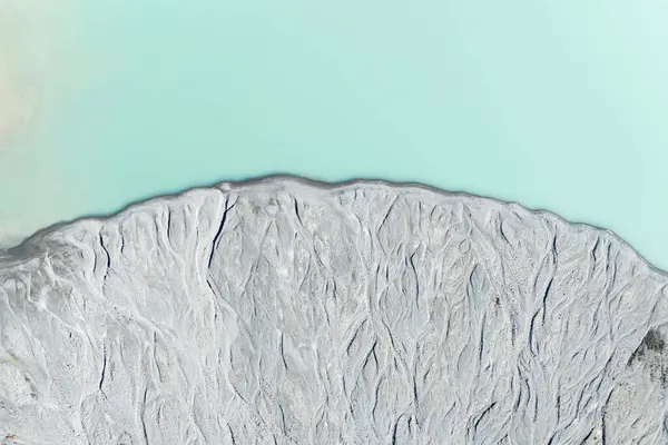 Drone View Azure Lake Glacier Valley View Moraines Landscape Air — Stock Photo, Image