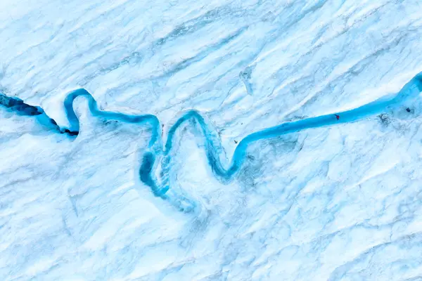 Bir Buzdağı Nehrin Havadan Görünüşü Nsansız Hava Aracının Kış Manzarası — Stok fotoğraf
