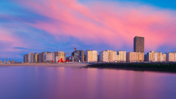 Ostend Belgium Panoramic View Bay Sunset Pier Bay Real Estate Royalty Free Stock Photos