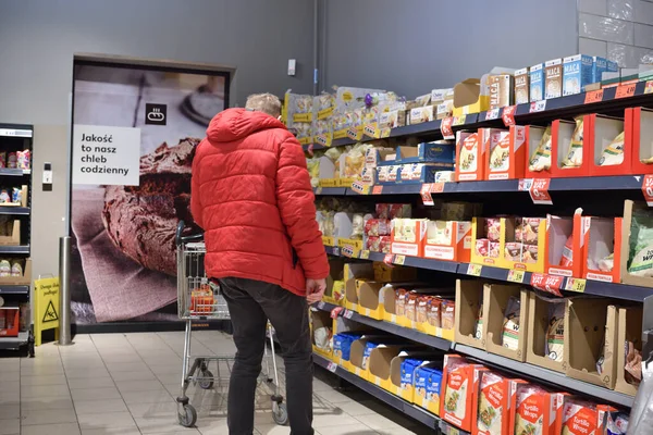 Hög Inflation Polen Fler Och Dyrare Dagligvaror Stormarknader — Stockfoto