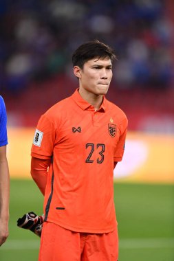 BANGKOK, THAILAND - 16th NOVEMBER, 2023: Patiwat Kammai # 23 Tayland Dünya Kupası sırasında Tayland ile Tayland arasında Tayland 'daki rajamangkala Stadyumu, Tayland' da Çin 'e karşı oynandı.