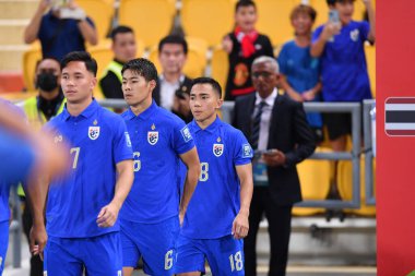 BANGKOK, THAILAND - 16. NOVEMBER, 2023: Tayland 'ın Chanathip Songkrasin Oyuncusu Dünya Kupası sırasında Tayland' ın başkenti Tayland 'daki Rajamangkala Stadyumu' nda Çin 'e karşı oynandı.