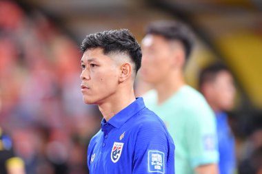 BANGKOK, THAILAND - 16th NOVEMBER, 2023: Tayland Poklaw Anan Player Dünya Kupası sırasında Tayland ile Tayland arasında Tayland 'daki Rajamangkala Stadyumu' nda Çin maçına çıktı.