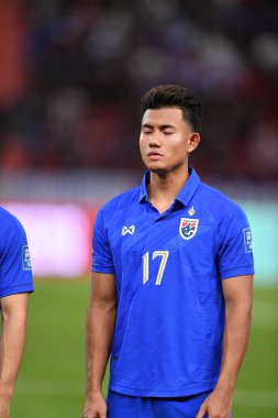 BANGKOK, THAILAND - 16. NOVEMBER, 2023: Tayland 17 numaralı Supphanut Muaenta Dünya Kupası sırasında Tayland ile Tayland arasında Tayland 'daki rajamangkala Stadyumu' nda Çin 'e karşı oynandı.
