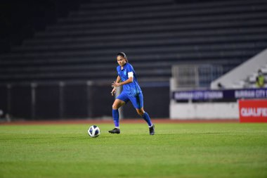 BURIRAM, THAILAND - 10 Mart 2023: Supapron Intaraprasit # 6 Tayland Oyuncusu AFC U-20 Kadın Asya Kupası sırasında Tayland 'a karşı Buriram City, Tayland