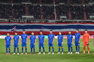 BANGKOK, THAILAND - 16th NOVEMBER, 2023: Tayland Dünya Kupası sırasında Tayland ile Tayland arasında Tayland 'daki rajamangkala Stadyumu' nda oynanan karşılaşma