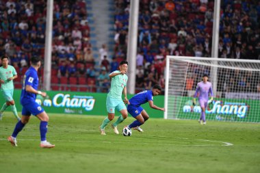 BANGKOK, THAILAND - 16. NOVEMBER, 2023: Tayland 17 numaralı Supphanut Muaenta Dünya Kupası sırasında Tayland ile Tayland arasında Tayland 'daki rajamangkala Stadyumu' nda Çin 'e karşı oynandı.