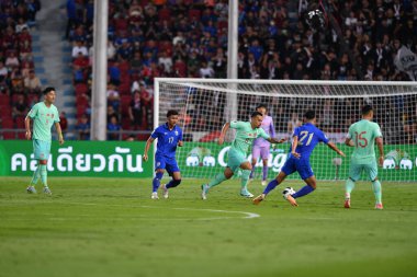 BANGKOK, THAILAND - 16. NOVEMBER, 2023: Tayland 17 numaralı Supphanut Muaenta Dünya Kupası sırasında Tayland ile Tayland arasında Tayland 'daki rajamangkala Stadyumu' nda Çin 'e karşı oynandı.