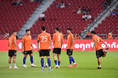 BANGKOK, THAILAND - 16th NOVEMBER, 2023: Tayland Dünya Kupası sırasında Tayland ile Tayland arasında Tayland 'daki rajamangkala Stadyumu' nda oynanan karşılaşma