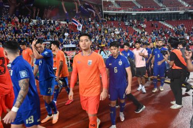 BANGKOK, THAILAND - 16th NOVEMBER, 2023: Tayland Dünya Kupası sırasında Tayland ile Tayland arasında Tayland 'daki rajamangkala Stadyumu' nda oynanan karşılaşma