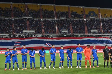 BANGKOK, THAILAND - 16th NOVEMBER, 2023: Tayland Dünya Kupası sırasında Tayland ile Tayland arasında Tayland 'daki rajamangkala Stadyumu' nda oynanan karşılaşma