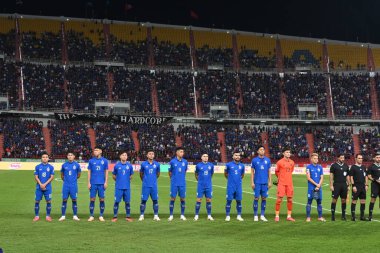 BANGKOK, THAILAND - 16th NOVEMBER, 2023: Tayland Dünya Kupası sırasında Tayland ile Tayland arasında Tayland 'daki rajamangkala Stadyumu' nda oynanan karşılaşma
