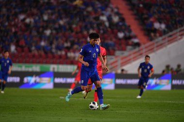 BANGKOK, THAILAND-26 MARCH, 2024: Pansa Hemviboon # 17 Tayland Dünya Kupası sırasında Tayland ile Tayland arasında Tayland rajamangkala Stadyumu, Tayland