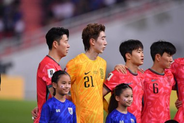 BANGKOK, THAILAND-26 MARCH, 2024: Jo Hyeon Woo # 21 Dünya Kupası sırasında Tayland ile Güney Kore arasında Tayland rajamangkala Stadyumu 'nda oynanan karşılaşmaya hak kazandı.