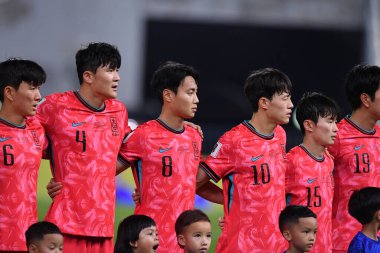 Bangkok - Tayland - 26 Mart 2024 - Dünya Kupası sırasında Güney Kore 'nin oyuncuları Tayland' daki Rajamangkala Stadyumu 'nda Güney Kore ile karşılaştı.