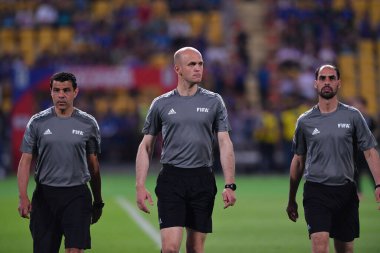 Bangkok, Tayland - 26 Mart 2024: Dünya Kupası 'nda Hakem Takımı, Tayland ile Tayland arasındaki Rajamangkala Stadyumu' nda Güney Kore maçına çıktı.