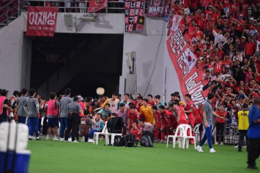 Bangkok - Tayland - 26 Mart 2024 - Dünya Kupası sırasında Güney Kore 'nin oyuncuları Tayland' daki Rajamangkala Stadyumu 'nda Güney Kore ile karşılaştı.