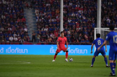 BANGKOK, THAILAND-26 MARCH, 2024: Kim Young-Gwon # 19 Güney Kore Futbolcusu Dünya Kupası sırasında Tayland ile Güney Kore arasındaki rajamangkala Stadyumu, Tayland