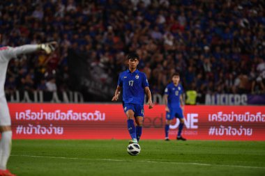 BANGKOK, THAILAND-26 MARCH, 2024: Pansa Hemviboon # 17 Tayland Dünya Kupası sırasında Tayland ile Tayland arasında Tayland rajamangkala Stadyumu, Tayland