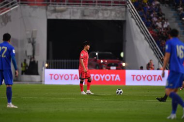 BANGKOK, THAILAND-26 MARCH, 2024: Hwang Inbeom # 6 Güney Kore Futbolcusu Tayland ile Güney Kore arasında Tayland rajamangkala Stadyumu, Tayland