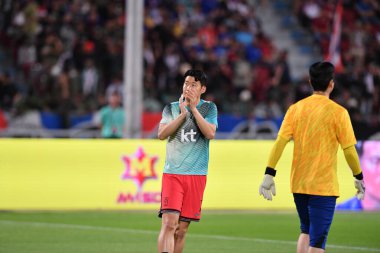 Bangkok, Tayland - 26 Mart 2024 - Tayland 'daki Rajamangkala Stadyumu' nda Tayland ile Güney Kore arasında oynanan Dünya Kupası sırasında Son Heung Min # 7 Güney Kore Oyuncusu.