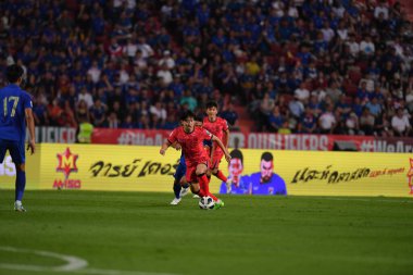 BANGKOK, THAILAND-26 MARCH, 2024: Lee Kangin # 18 Güney Kore Futbolcusu Dünya Kupası sırasında Tayland ile Güney Kore arasında rajamangkala Stadyumu, Tayland