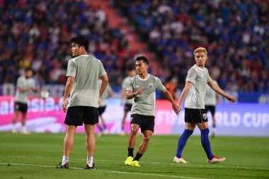 BANGKOK, THAILAND-26 MARCH, 2024: Chanathip Songkrasin # 18 Tayland Dünya Kupası sırasında Tayland ile Güney Kore arasındaki rajamangkala stadyumu, Tayland