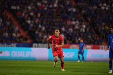 Bangkok, Tayland - 26 Mart 2024 - Dünya Kupası sırasında Güney Kore 'nin Cho Gue Sung # 9. Oyuncusu Rajamangkala Stadyumu' nda Güney Kore 'ye karşı mücadele etti.