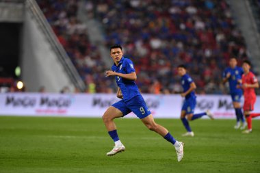 BANGKOK, THAILAND-26 MARCH, 2024: Suphachai Jaided # 9 numaralı Tayland Kupası sırasında Tayland ile Güney Kore arasındaki rajamangkala stadyumu, Tayland