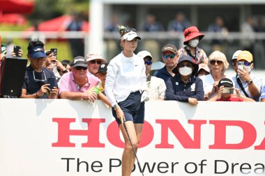 Chonburi - Tayland - 26 Şubat 2023: LPGA Tayland ve 2023 siam country kulübü pattaya, Tayland 'da görev yapan ABD' li Nelly Korda