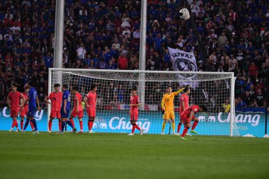 Bangkok - Tayland - 26 Mart 2024 - Dünya Kupası sırasında Güney Kore 'nin oyuncuları Tayland' daki Rajamangkala Stadyumu 'nda Güney Kore ile karşılaştı.