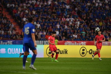 BANGKOK, THAILAND-26 MARCH, 2024: Lee Kangin # 18 Güney Kore Futbolcusu Dünya Kupası sırasında Tayland ile Güney Kore arasında rajamangkala Stadyumu, Tayland