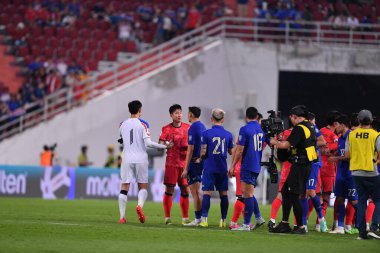 Bangkok, Tayland - 26 Mart 2024 - Tayland 'daki Rajamangkala Stadyumu' nda Tayland ile Güney Kore arasında oynanan Dünya Kupası sırasında Son Heung Min # 7 Güney Kore Oyuncusu.