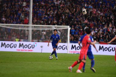 BANGKOK, THAILAND-26 MARCH, 2024: Pansa Hemviboon # 17 Tayland Dünya Kupası sırasında Tayland ile Tayland arasında Tayland rajamangkala Stadyumu, Tayland