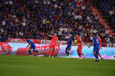 Bangkok, Tayland - 26 Mart 2024 - Tayland 'daki Rajamangkala Stadyumu' nda Tayland ile Güney Kore arasında oynanan Dünya Kupası sırasında Son Heung Min # 7 Güney Kore Oyuncusu.