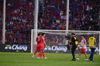 Bangkok, Tayland - 26 Mart 2024 - Tayland 'daki Rajamangkala Stadyumu' nda Tayland ile Güney Kore arasında oynanan Dünya Kupası sırasında Son Heung Min # 7 Güney Kore Oyuncusu.